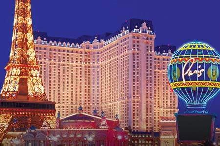 Paris Vegas with its Eiffel Tower and a beautiful swimming pool